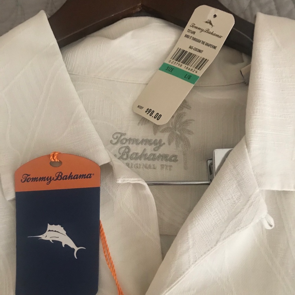 Tommy Bahama Cream Colored Silk Shirt New!